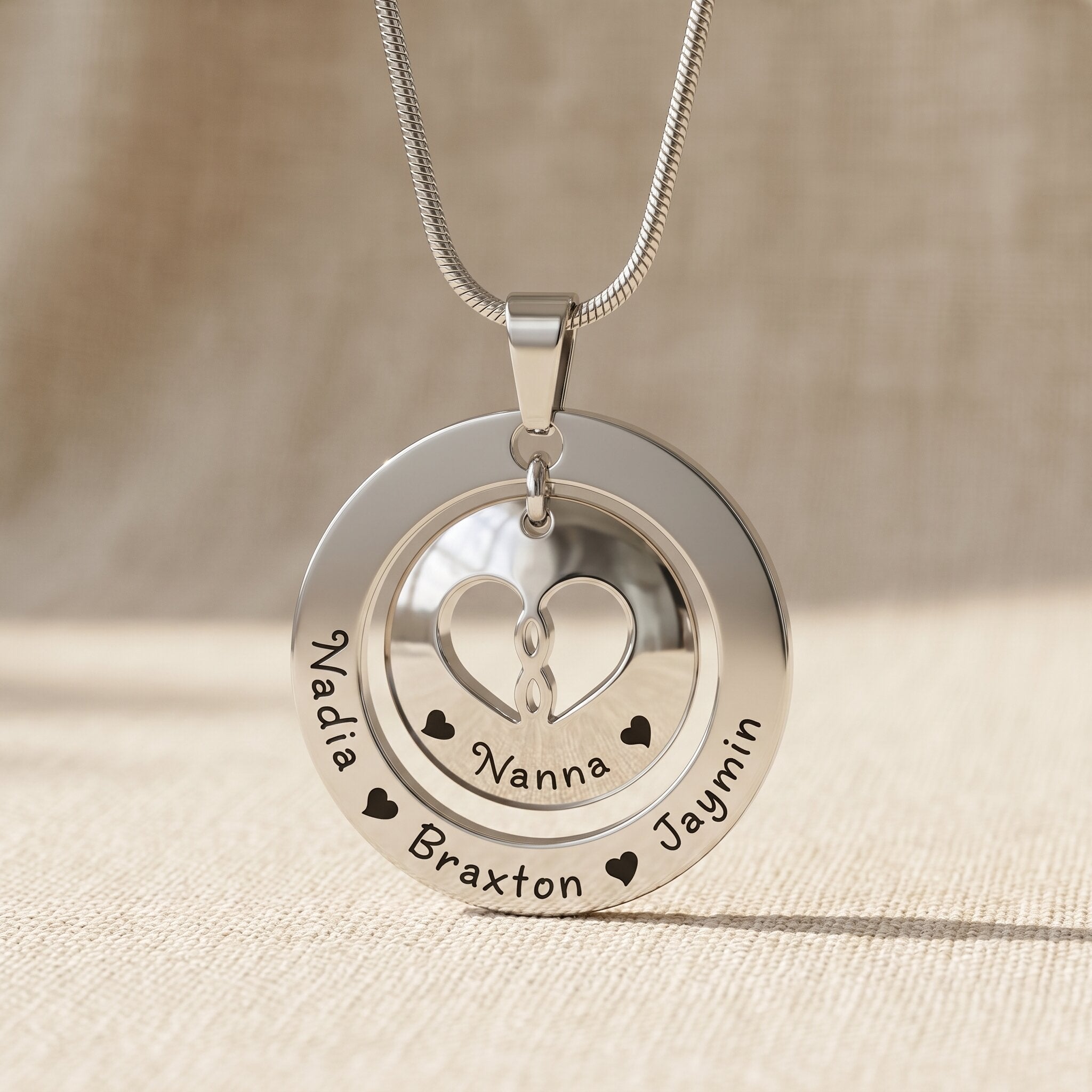 Infinity dome necklace in silver with infinity symbol, everlasting love symbol jewellery gift