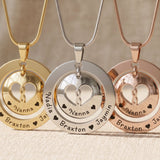 Infinity dome necklace tone comparison showing gold, silver and rose gold meaningful keepsake jewellery finishes
