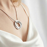 Interlinked Family Love Circles Personalised Necklace by Belle Fever — elegant silver interlinked rings worn close to the heart, celebrating family connection, love and togetherness.