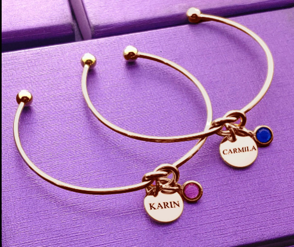 BUY ONE GET ONE Knot Bangle with Disc Charm & Birthstone