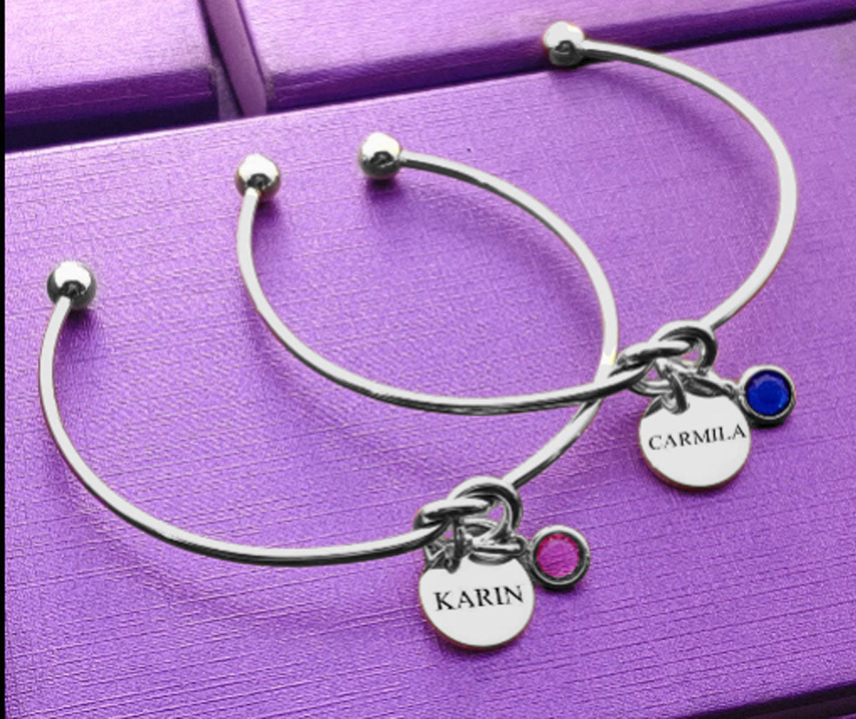 BUY ONE GET ONE Knot Bangle with Disc Charm & Birthstone