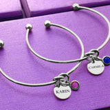 BUY ONE GET ONE Knot Bangle with Disc Charm & Birthstone