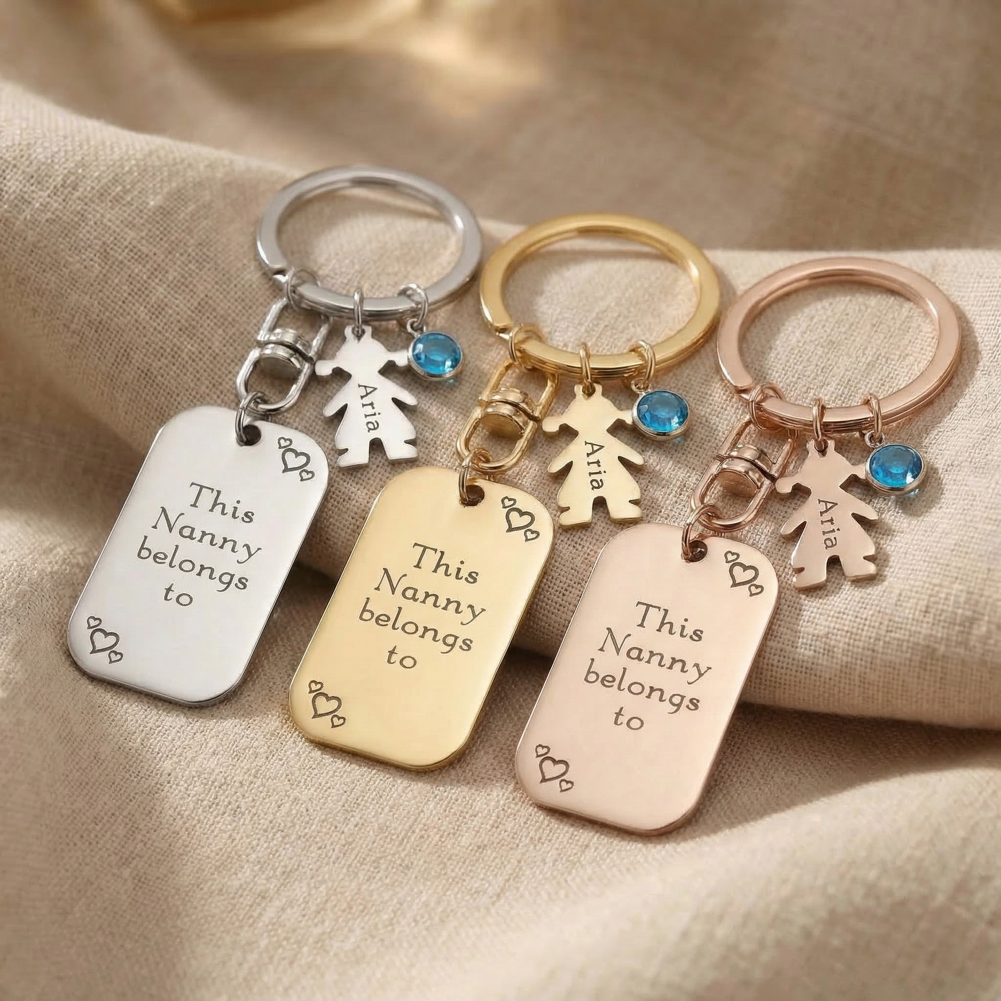 Children Key Rings Kids Love Tag Keyring | Personalised Family Keyring with Charms | Belle ...