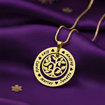 Belle Fever Personalized Family Tree Necklace — gold engraved family names surrounding a delicate tree design, a heartfelt keepsake celebrating mothers and the love that connects generations.