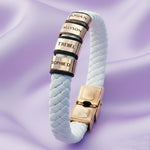 Belle Fever Personalised White Leather Bracelet, Perfect Mother Day Gift