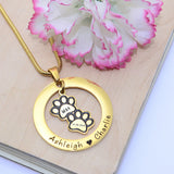 Paw Prints Washer Necklace