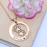 Paw Prints Washer Necklace