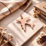 Belle Fever rose gold plane charm for keyring, luxury travel airplane charm