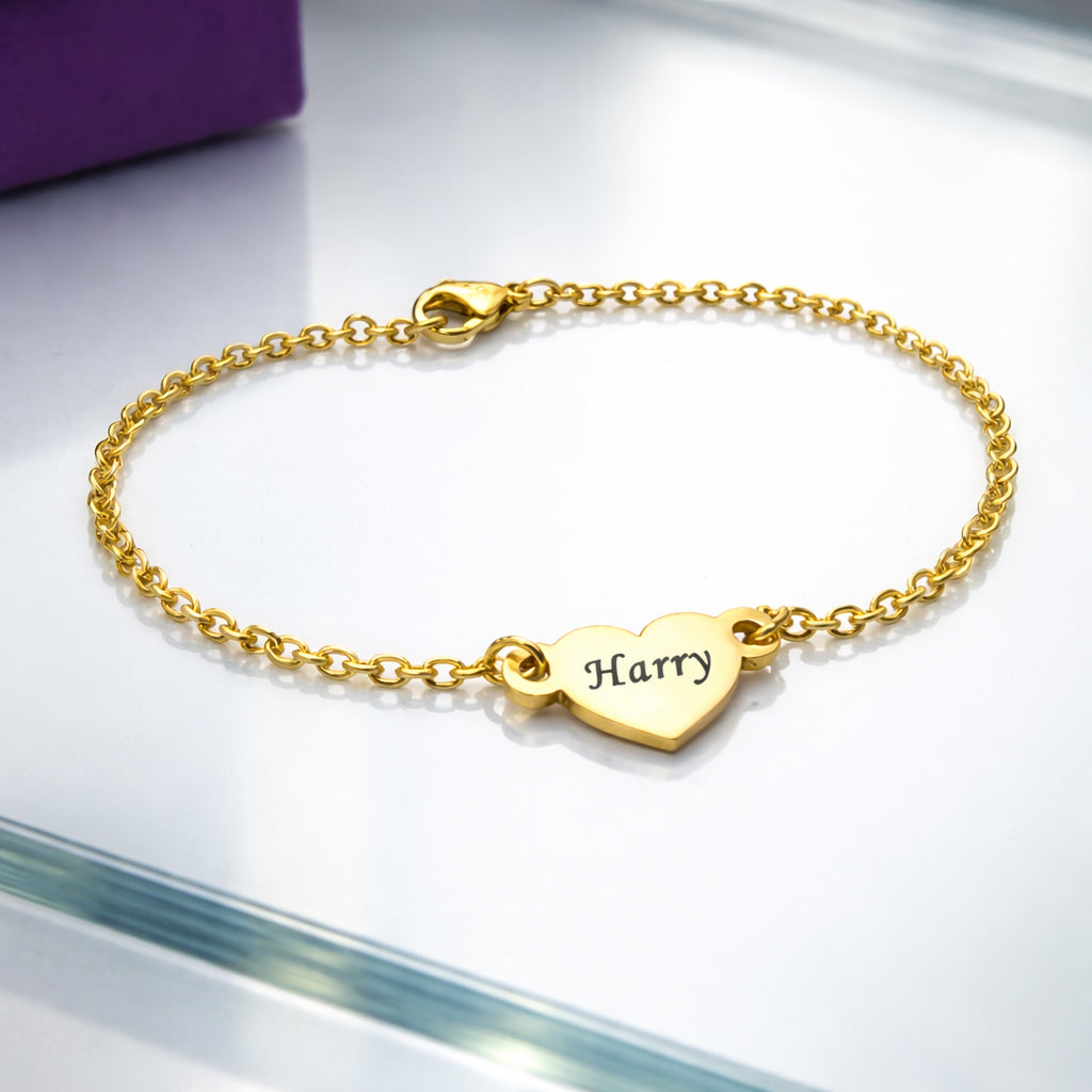 Precious Heart Name Bracelet - Bangles & Bracelets by Belle Fever, perfect gift for her