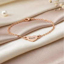 Rose Gold Precious Heart Name Bracelet - Bangles & Bracelets by Belle Fever