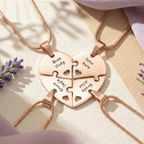 Quad Heart Puzzle - Four Personalised Necklaces