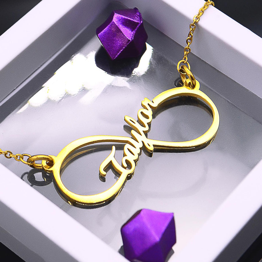 Single Infinity Name Necklace (Birthstone Optional)