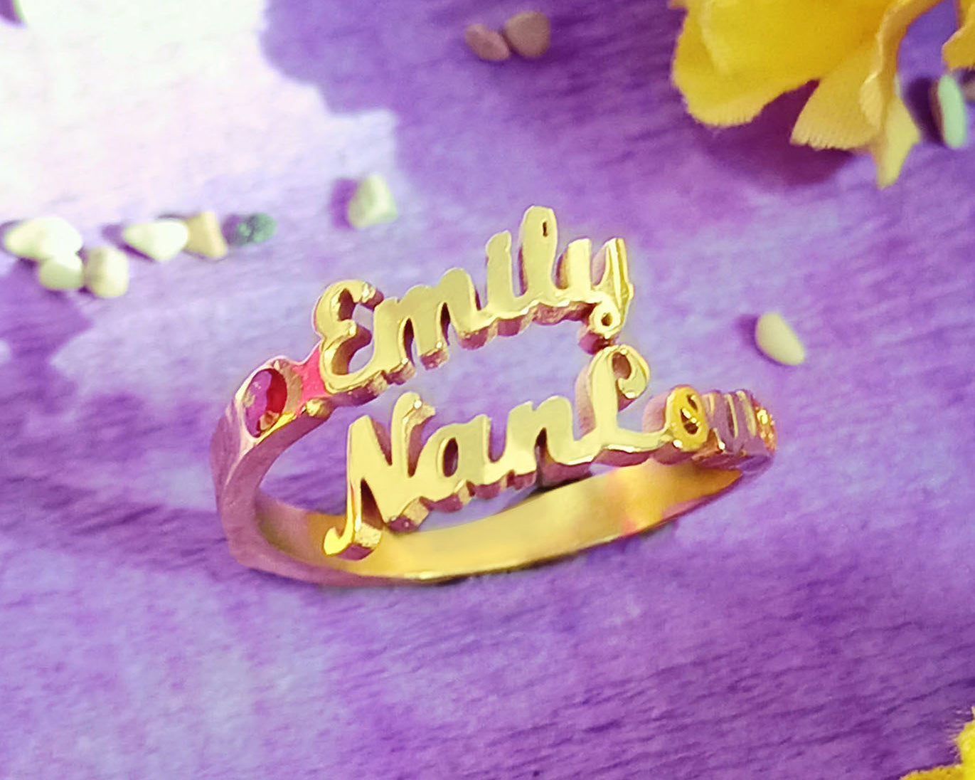 Single Name Ring (Birthstone Optional)