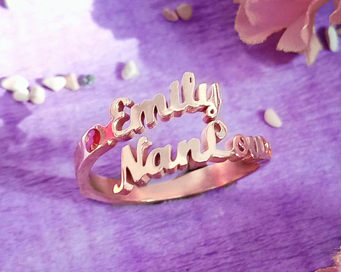 Single Name Ring (Birthstone Optional)
