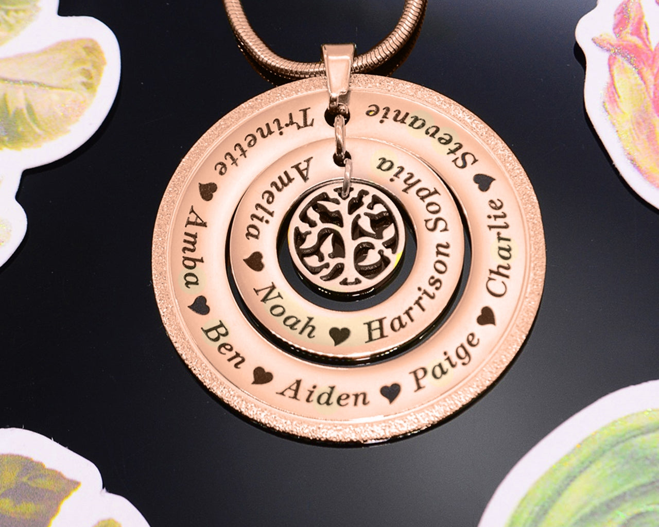 Sparkling Circles of Loved Ones Tree Personalised Necklace