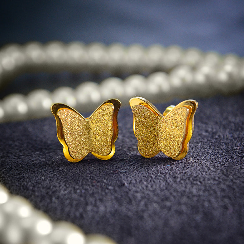 Belle Fever Sparkling Butterfly Stud Earrings, Hypoallergenic Everyday Jewelry for Her