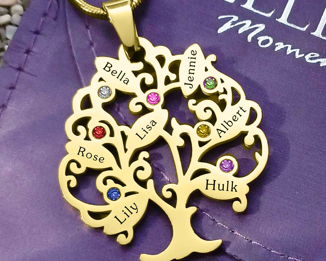 Tree of My Life Necklace with Birthstones