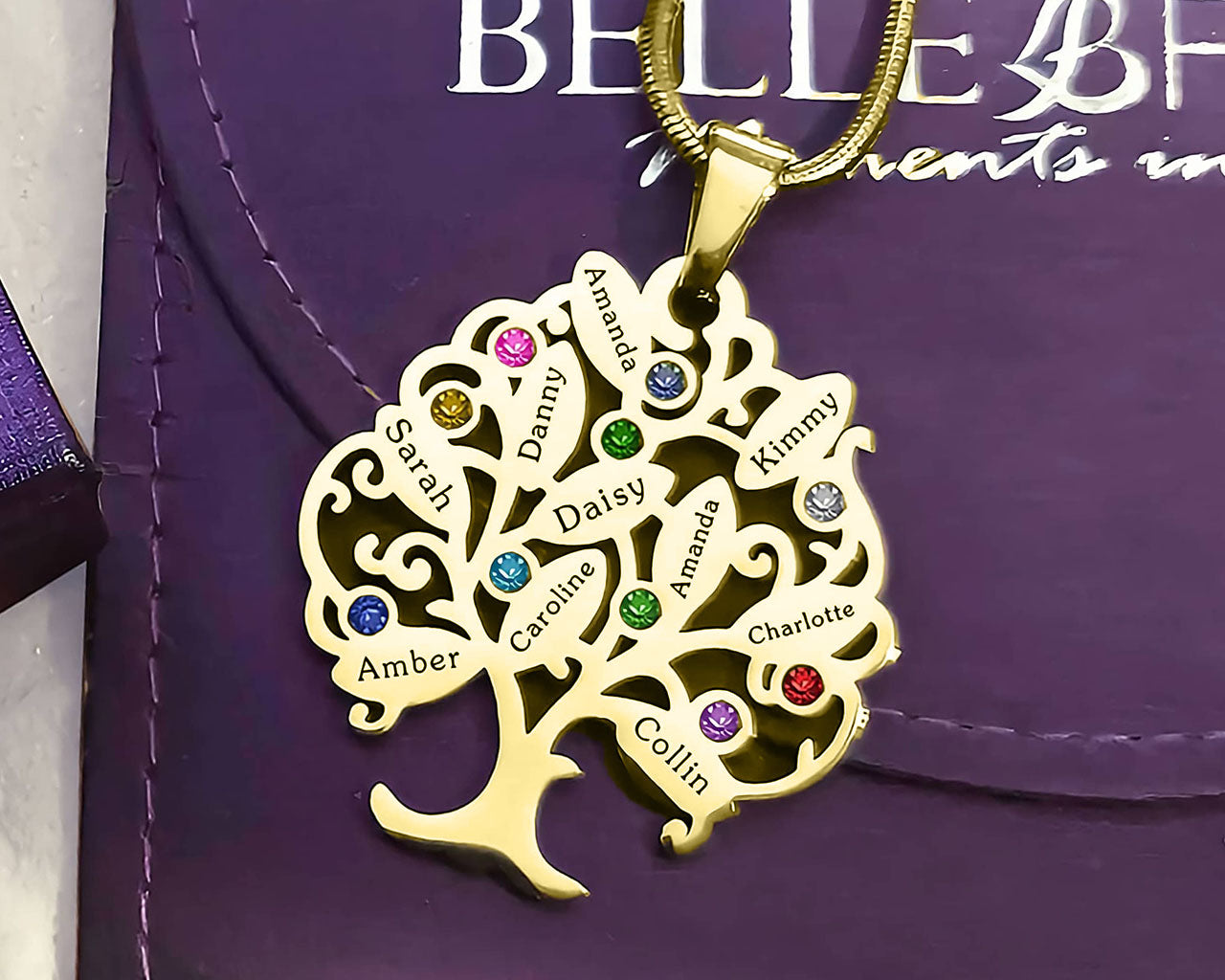 Tree of My Life Necklace with Birthstones