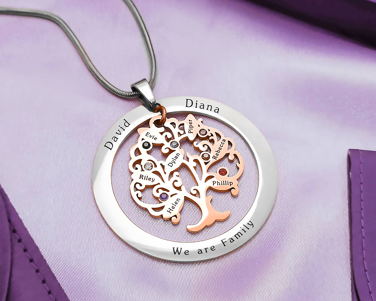 Tree of My Life Necklace with Washer & Birthstones