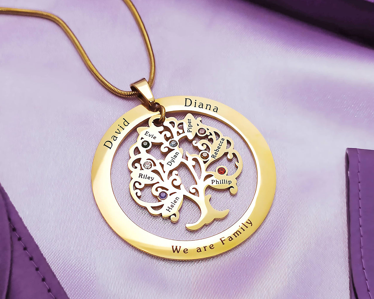Tree of My Life Necklace with Washer & Birthstones