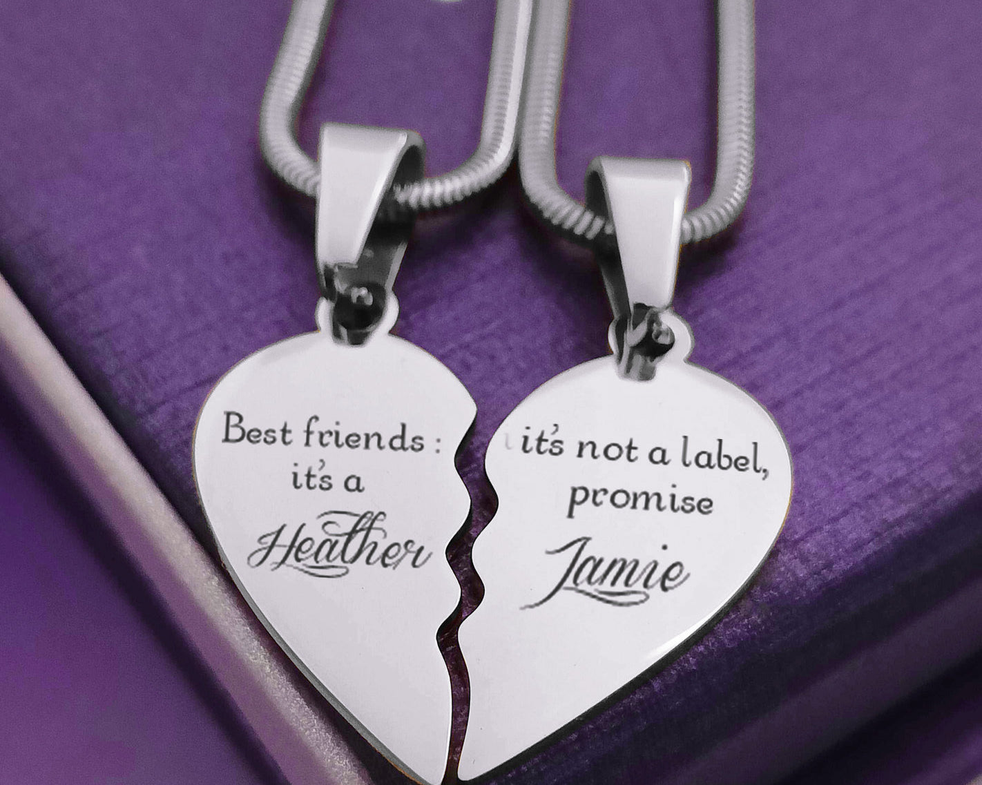 Belle Fever Silver Double Heart Puzzle Necklaces, a beautiful symbol of two souls connected through love, friendship, and memory.