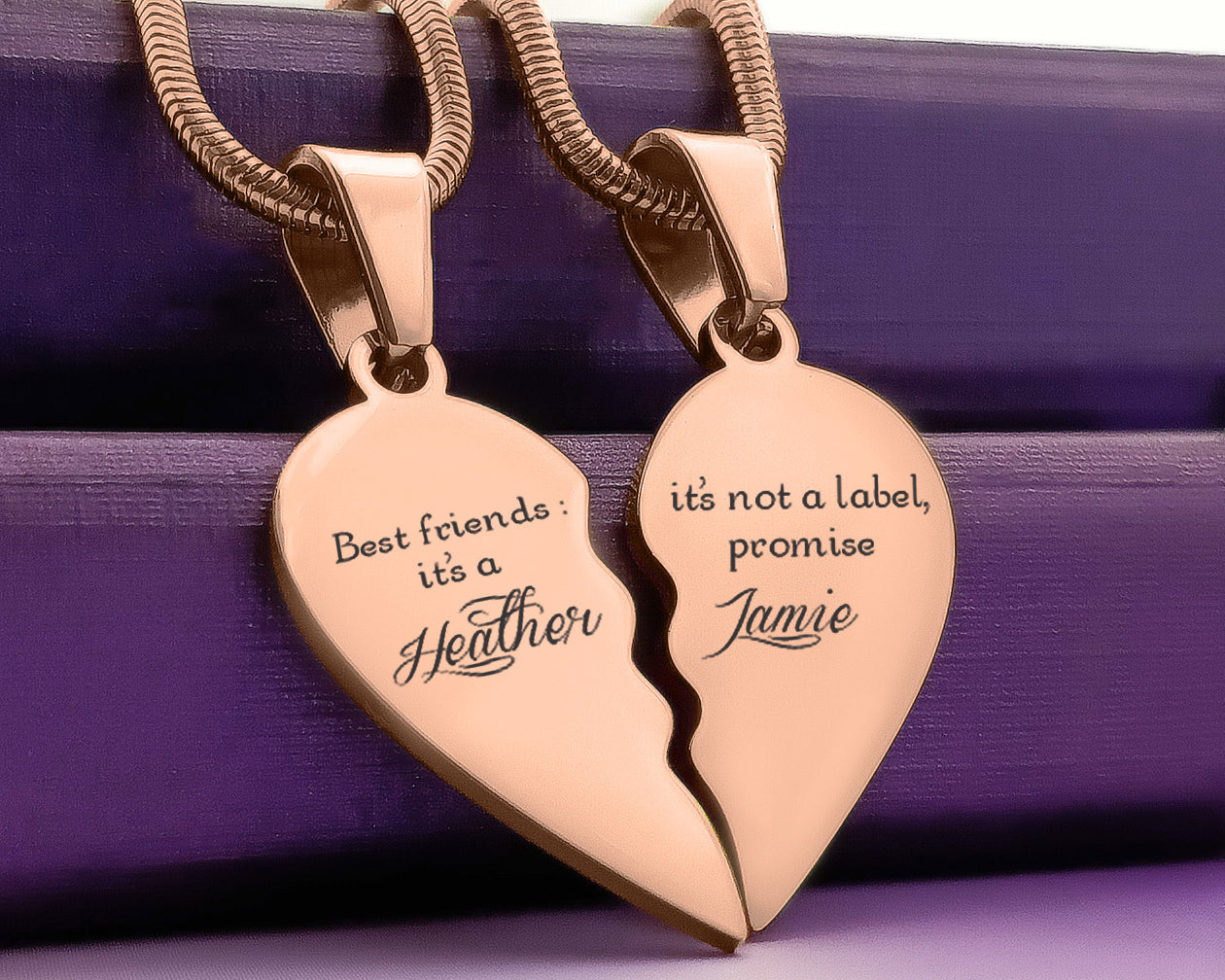 Belle Fever Rose Gold Double Heart Puzzle Necklaces, a beautiful symbol of two souls connected through love, friendship, and memory.