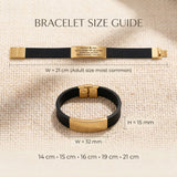 Size guide showing dimensions and fit of Always Remember personalised ID bracelet