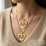 Chain length guide for Angel In My Heart necklace showing necklace length options