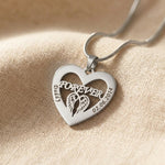 Silver Angel In My Heart necklace featuring heart shaped angel wings pendant on chain necklace