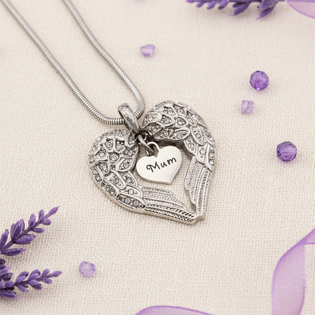 Angels Heart Necklace with Heart Insert - Memorial Keepsake by Belle Fever Personalised Jewellery