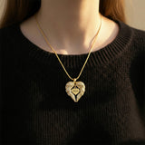 Gold Angels Heart Necklace with Heart Insert - Memorial Jewellery by Belle Fever