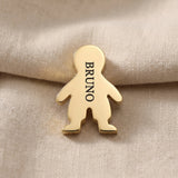 Personalized boy silhouette charm for Moments Bracelet with engraved name and meaningful family symbolism