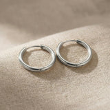 Silver chic sleeper hoop earrings with smooth polished hoop design