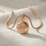 Rose gold circle cremation necklace with round urn pendant for memorial ashes