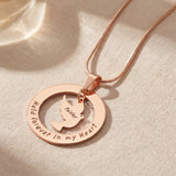 Personalised circle of trust necklace with engraved dove charm insert, meaningful remembrance jewellery gift
