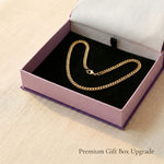 Curb chain necklace presented in elegant jewelry gift box packaging