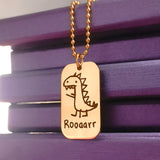 Belle Fever Kids Drawing Dog Tag Necklace — Custom engraved with a child’s artwork, a heartfelt keepsake celebrating love and creativity.