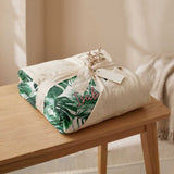 Personalised doona cover set packaging with folded custom printed bedding and matching pillowcase included