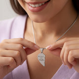 Belle Fever Double Heart Puzzle Necklaces, personalised necklace for best friends or couples who carry a piece of each other.