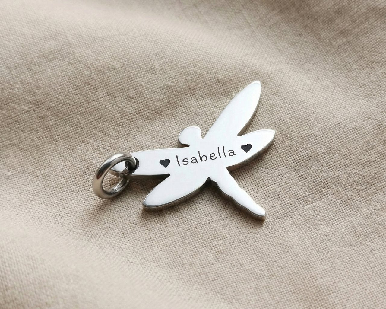 Silver dragonfly charm for keyring symbolizing transformation, resilience, and meaningful life journey keepsakes