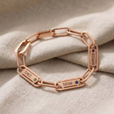 Endless Ties Bracelet in rose gold with engraved name detail, elegant personalized name link bracelet