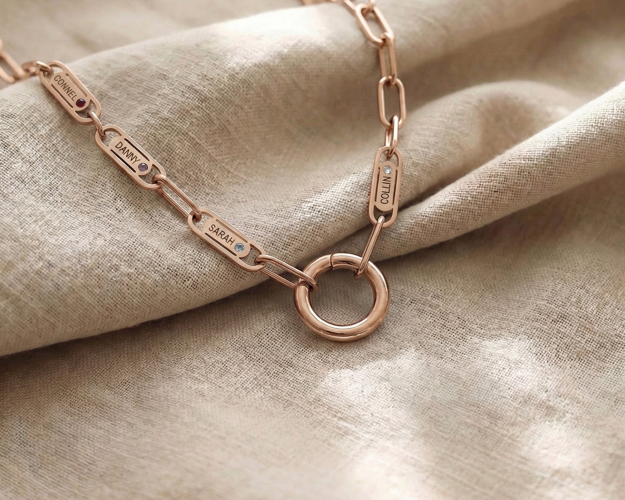 Endless Ties Necklace in rose gold, elegant personalised jewellery piece