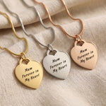 Forever In My Heart Necklace tone comparison showing gold, silver and rose gold heart pendants