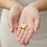 belle fever personalized heart charm for Moments bracelet in gold tone, engraved name bead for European style jewelry
