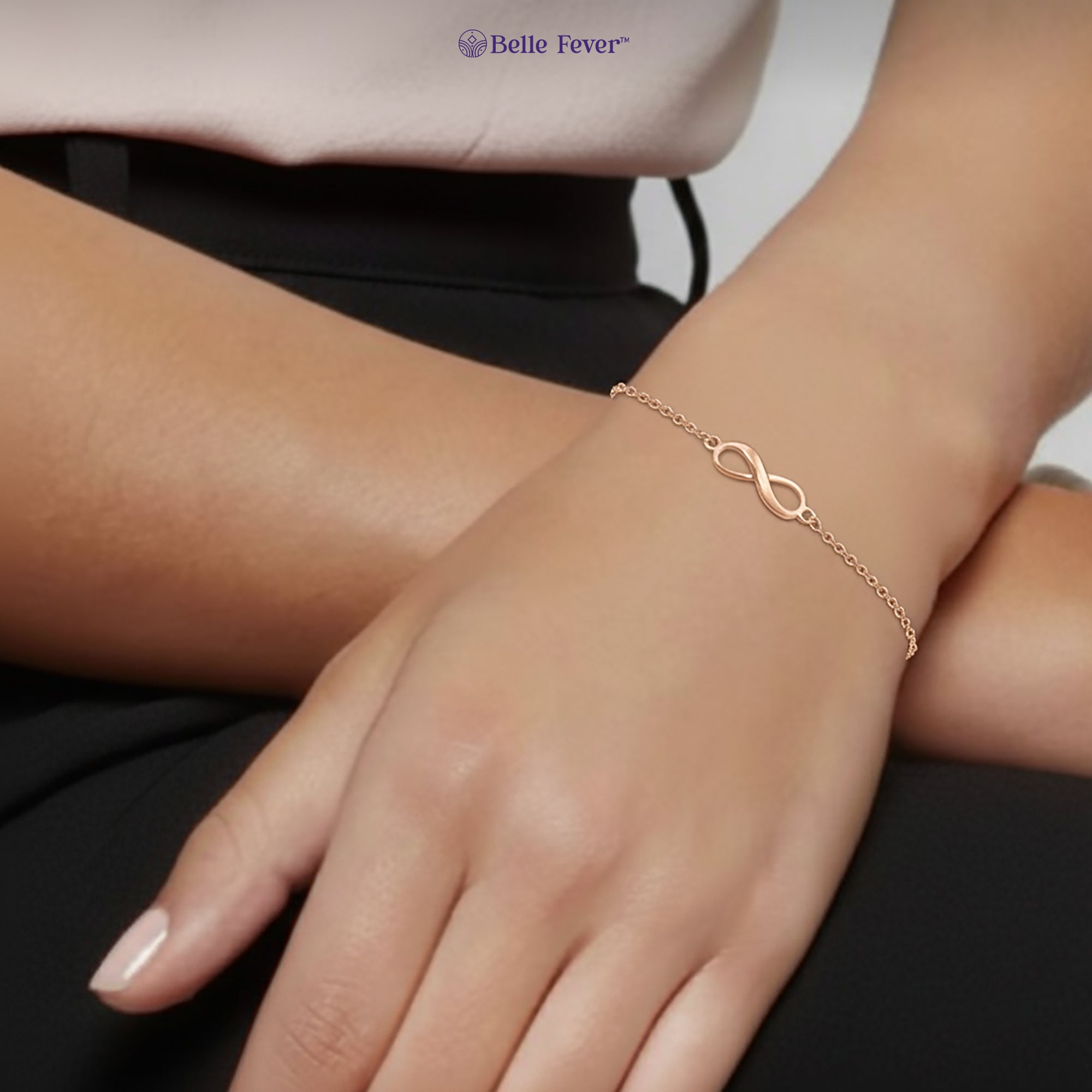 Belle Fever Infinity Bracelet — minimalist gold bracelet symbolising infinite love and meaningful connections.