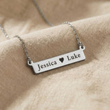 Silver Jess Bar Necklace with engraved name bar, meaningful jewellery