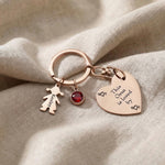 Kids Love Heart Keyring in rose gold with engraved heart disc and charm, meaningful keepsake gift