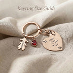 Kids Love Heart Keyring size guide showing disc dimensions and charm details