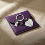 Kids Love Heart Keyring displayed with gift wallet packaging, personalised keepsake gift for family