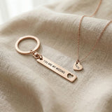 Missing piece set in rose gold with matching necklace and keyring pieces